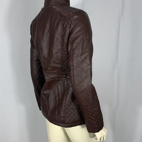 NWT Harve Bernard Women's Textured Quilted Jacket Chocolate Brown Small - Picture 10 of 14